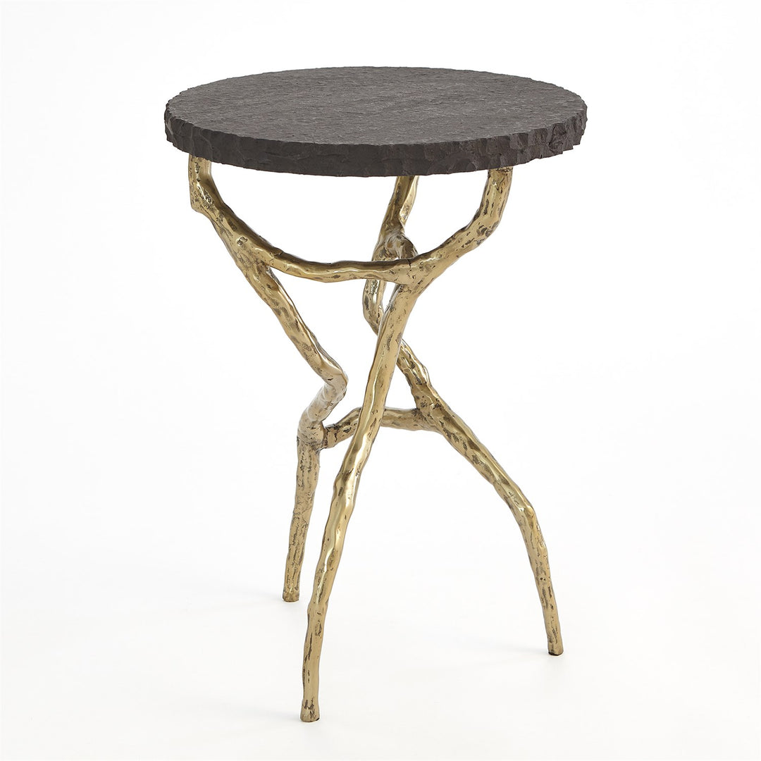 TABLE FAUX BRASS WITH BLACK MARBLE #75999