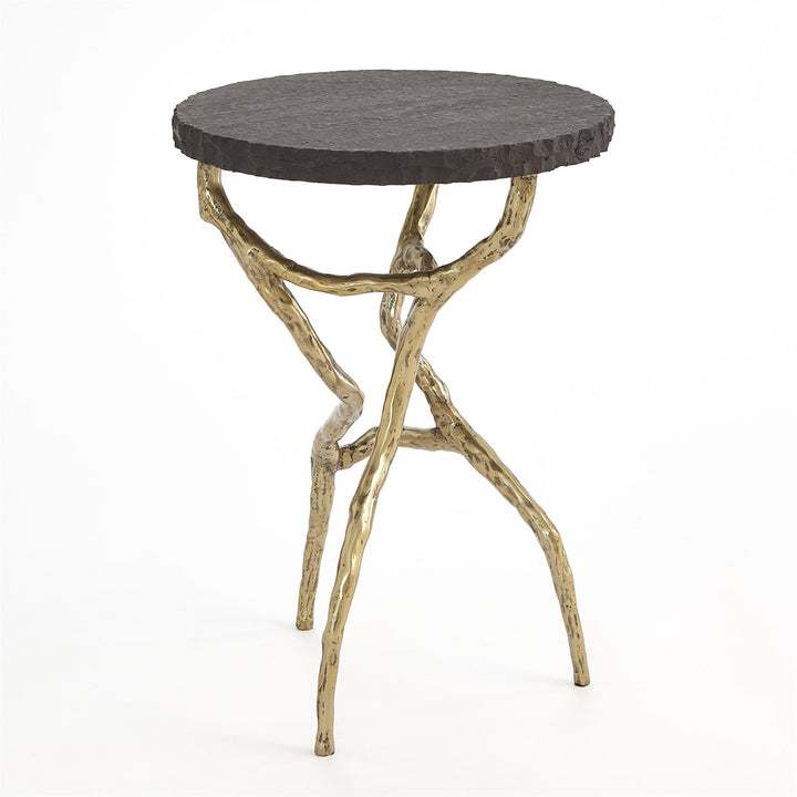 TABLE FAUX BRASS WITH BLACK MARBLE #75999