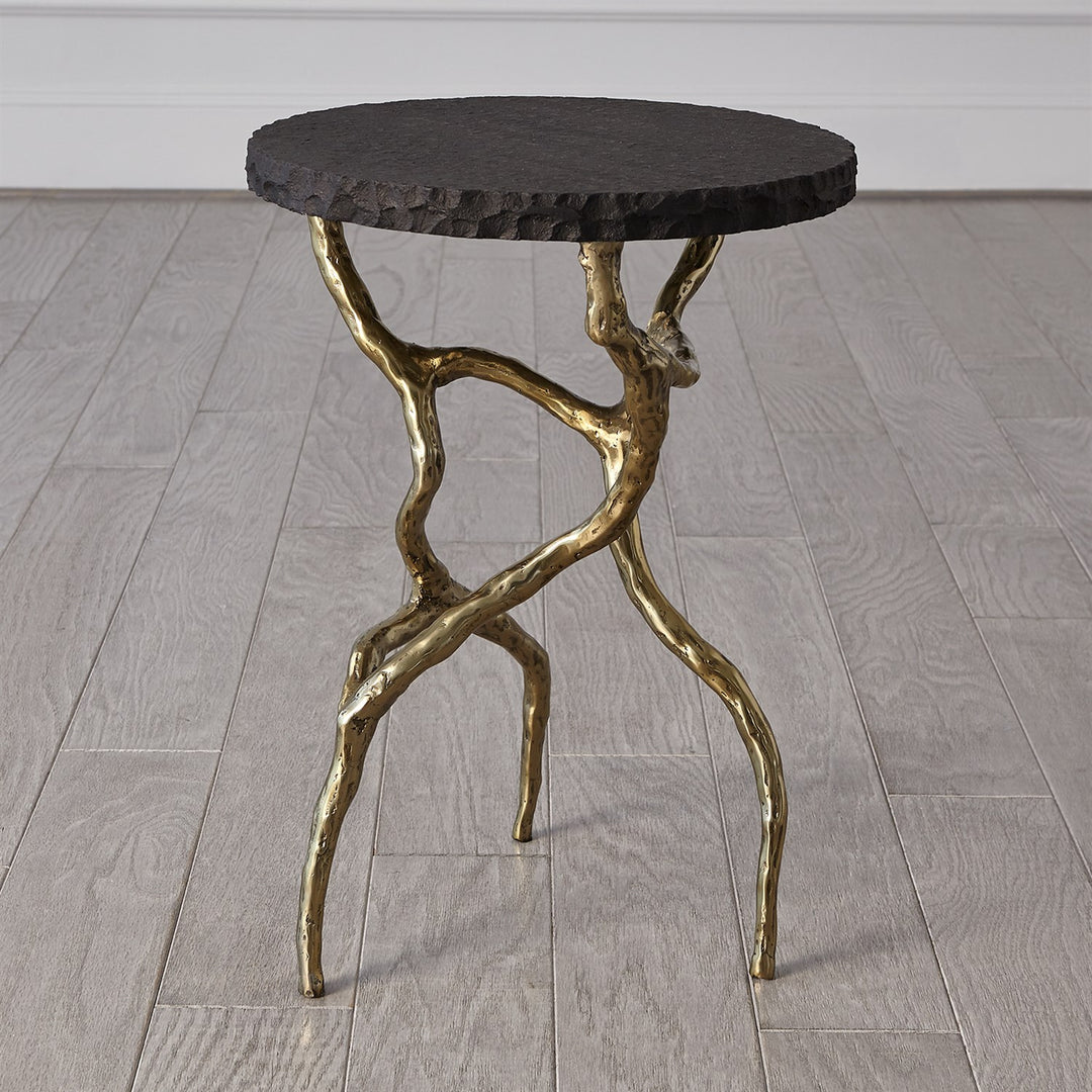 TABLE FAUX BRASS WITH BLACK MARBLE #75999