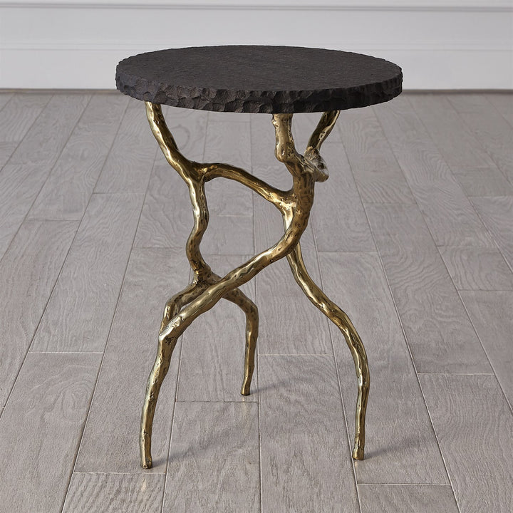TABLE FAUX BRASS WITH BLACK MARBLE #75999