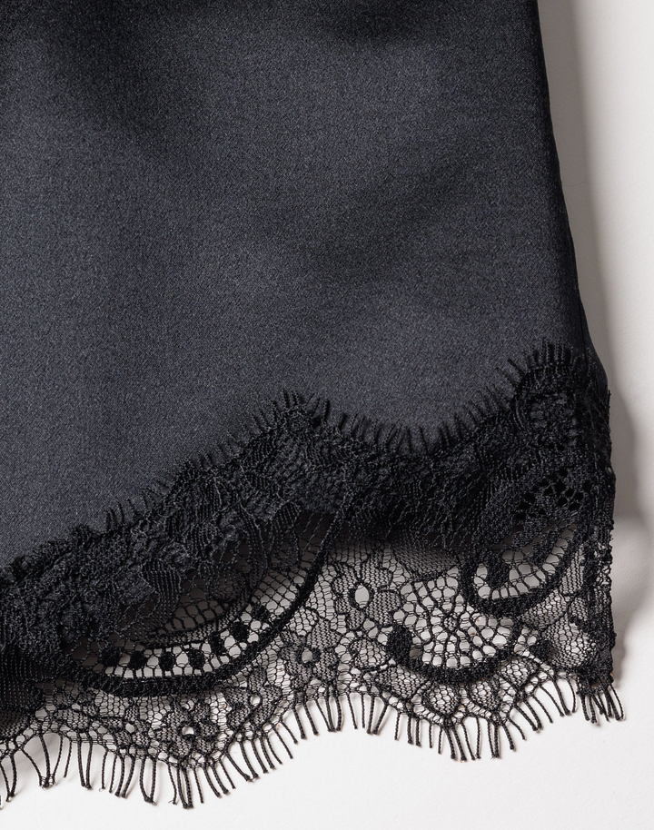 PAJAMA SET SHORT SET SILK CAMI BLACK