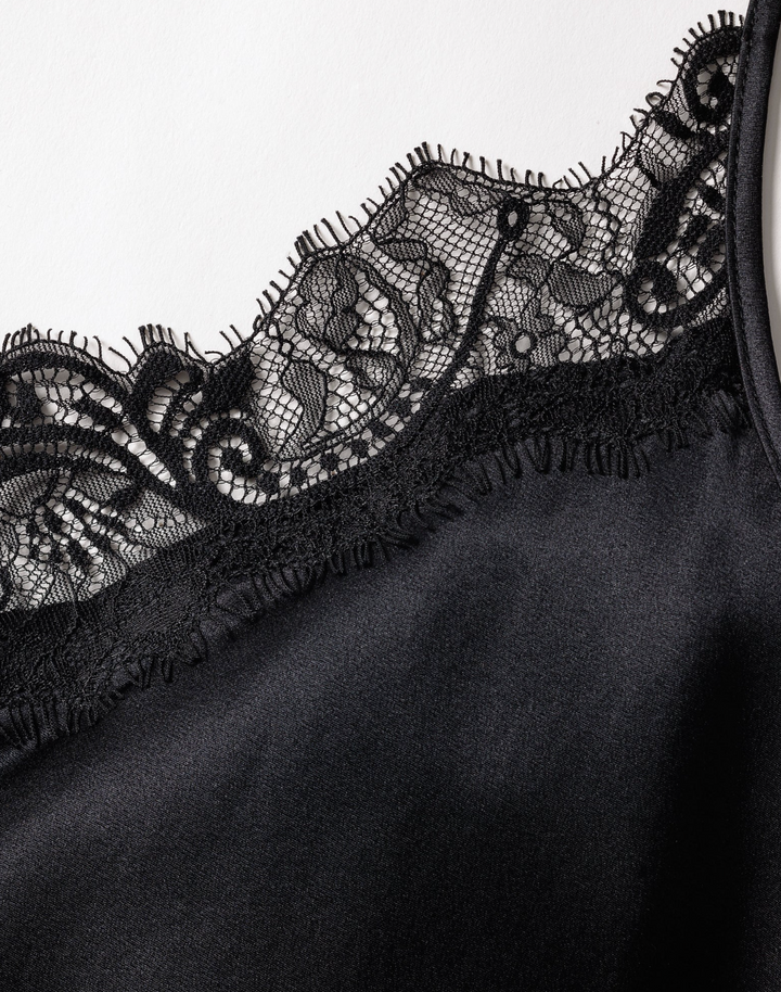 PAJAMA SET SHORT SET SILK CAMI BLACK