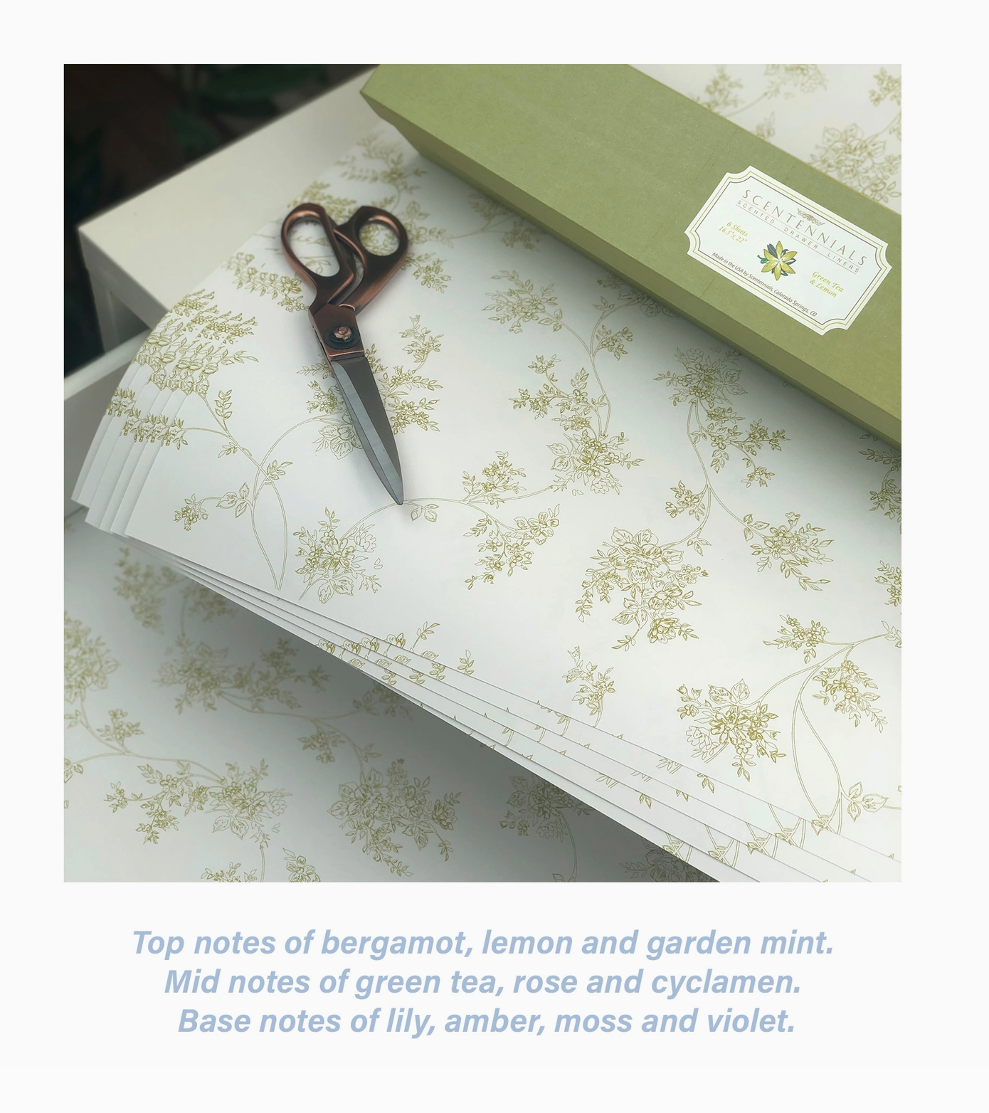 DRAWER LINERS SCENTED GREEN TEA & LEMON