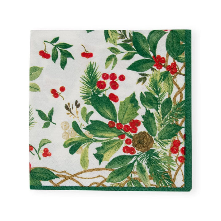 NAPKIN COCKTAIL HOLLY CHINTZ WHITE #76156