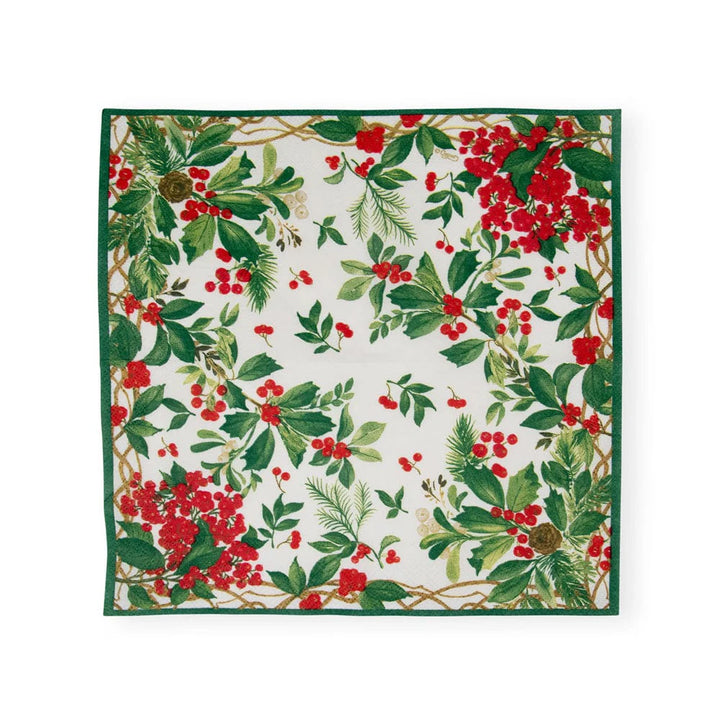 NAPKIN COCKTAIL HOLLY CHINTZ WHITE #76156