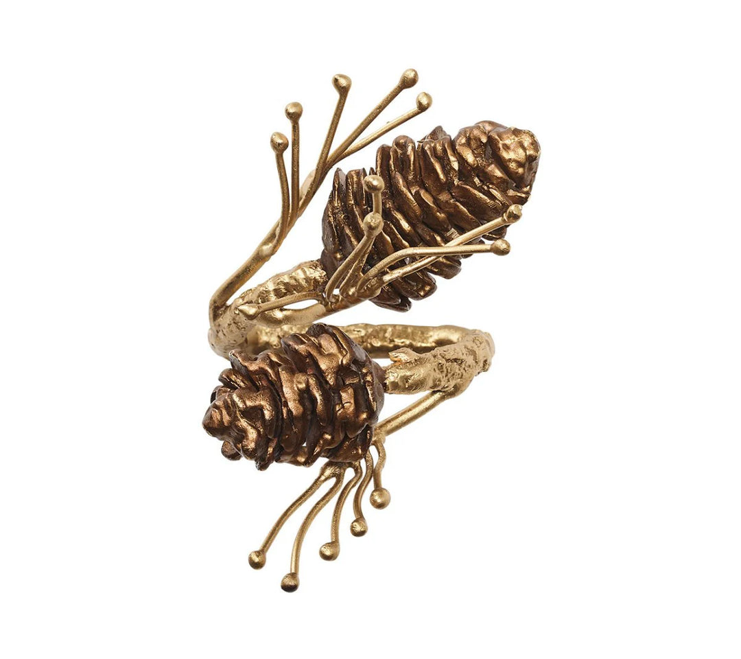 NAPKIN RING GILDED PINE BROWN & GOLD #76162