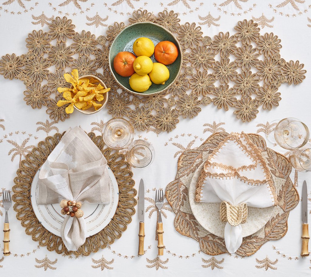 TABLE RUNNER FLORES IN NATURAL #76164