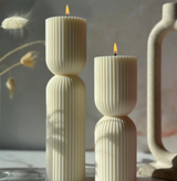 SM CANDLE THICK RIB COLUMN CREAM #76178