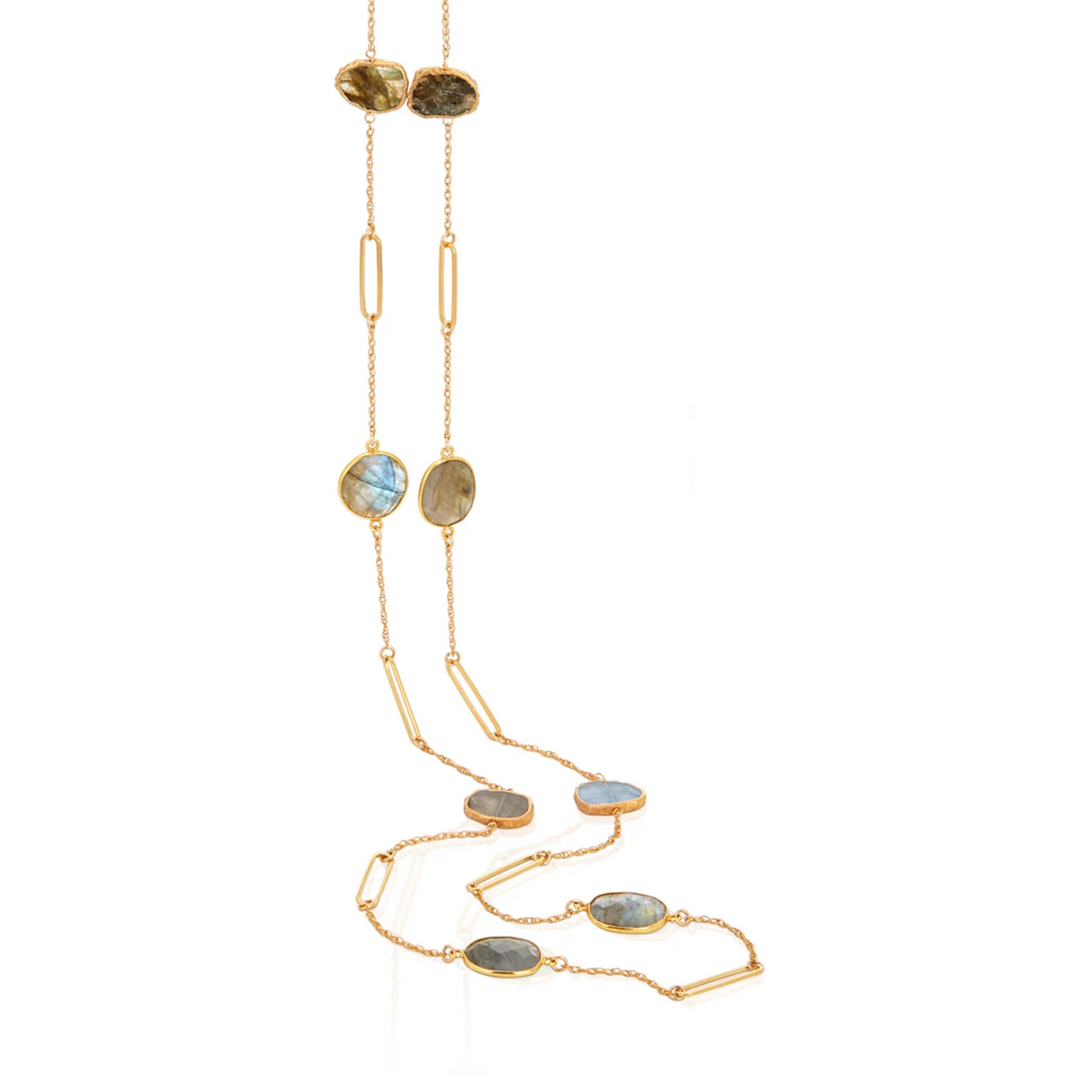 NECKLACE LABRADORITE PAPERCLIP LINK LONG #76246