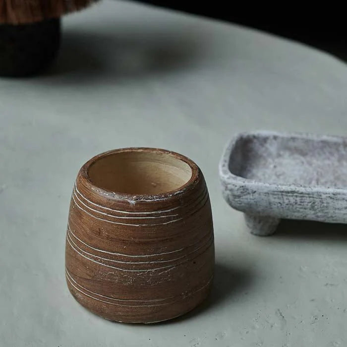 VASE BRUSHSTROKE WOODEN/CERAMIC #76372