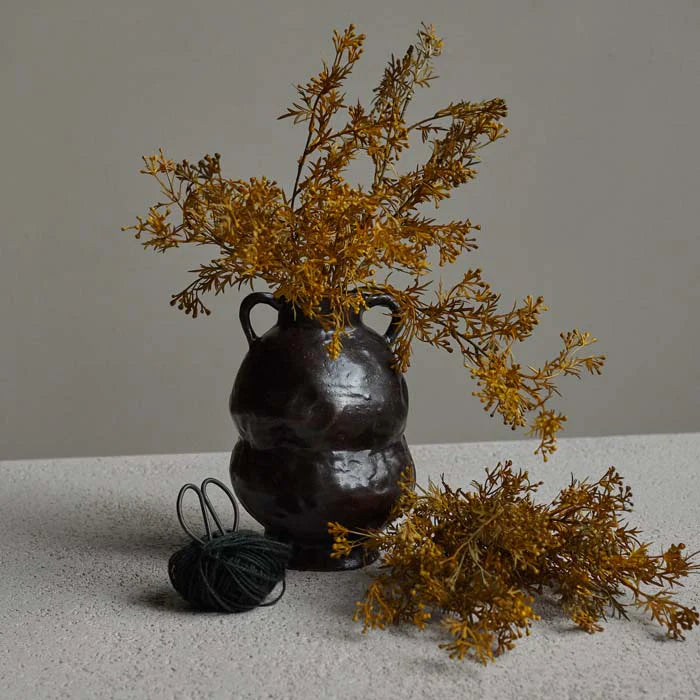 VASE ORGANIC SHAPE INKY FINISH WITH HANDLES #76374