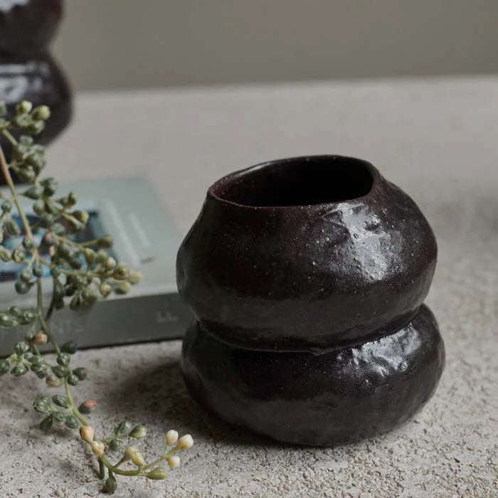 VASE ORGANIC SHAPE INKY FINISH