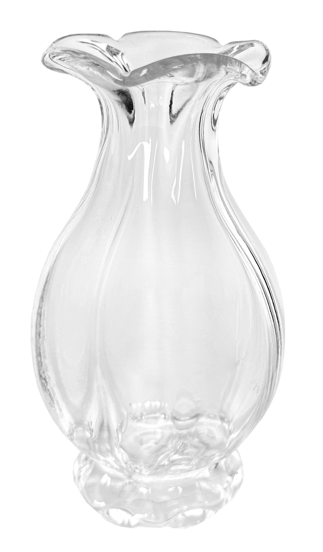 VASE CLEAR GLASS FLOWER NECK 5.3"H