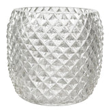 VASE DIAMOND CUT CLEAR GLASS 5.7"H