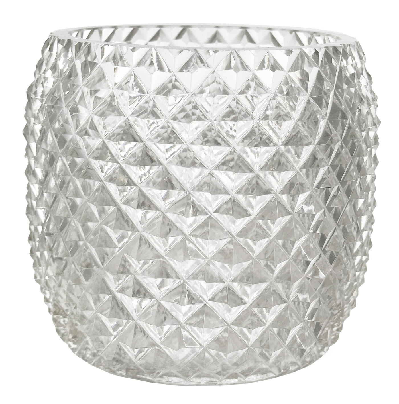 VASE DIAMOND CUT CLEAR GLASS