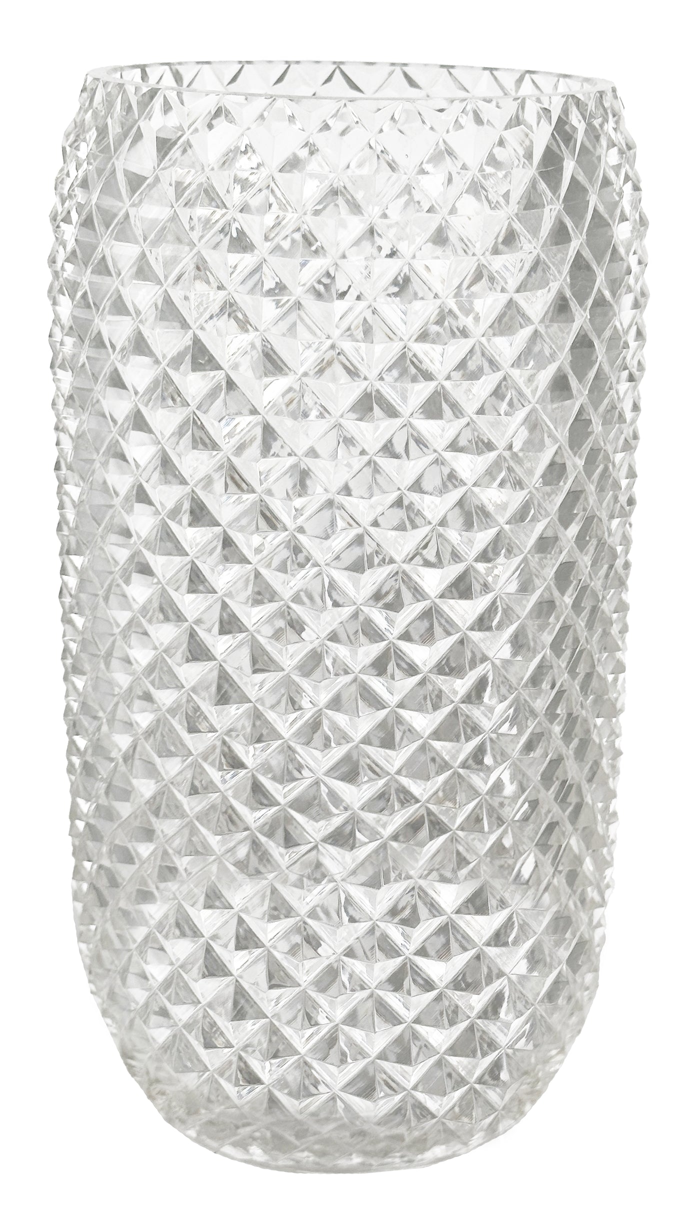 VASE DIAMOND CUT CLEAR GLASS TALL