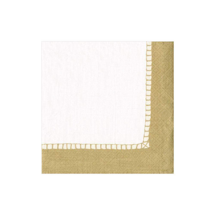 NAPKIN COCKTAIL PAPER LINEN BORDER GOLD