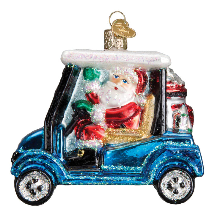 ORNAMENT GOLF CART SANTA