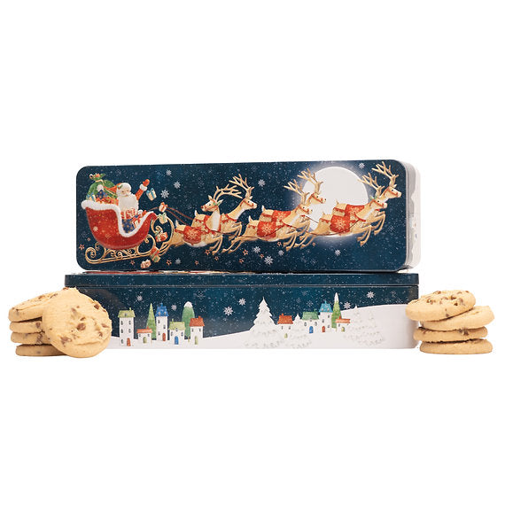 BISCUITS CHRISTMAS FLYING SANTA TIN