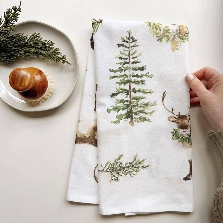 TEA TOWEL EVERGREEN CHRISTMAS COTTON FLOUR SACK