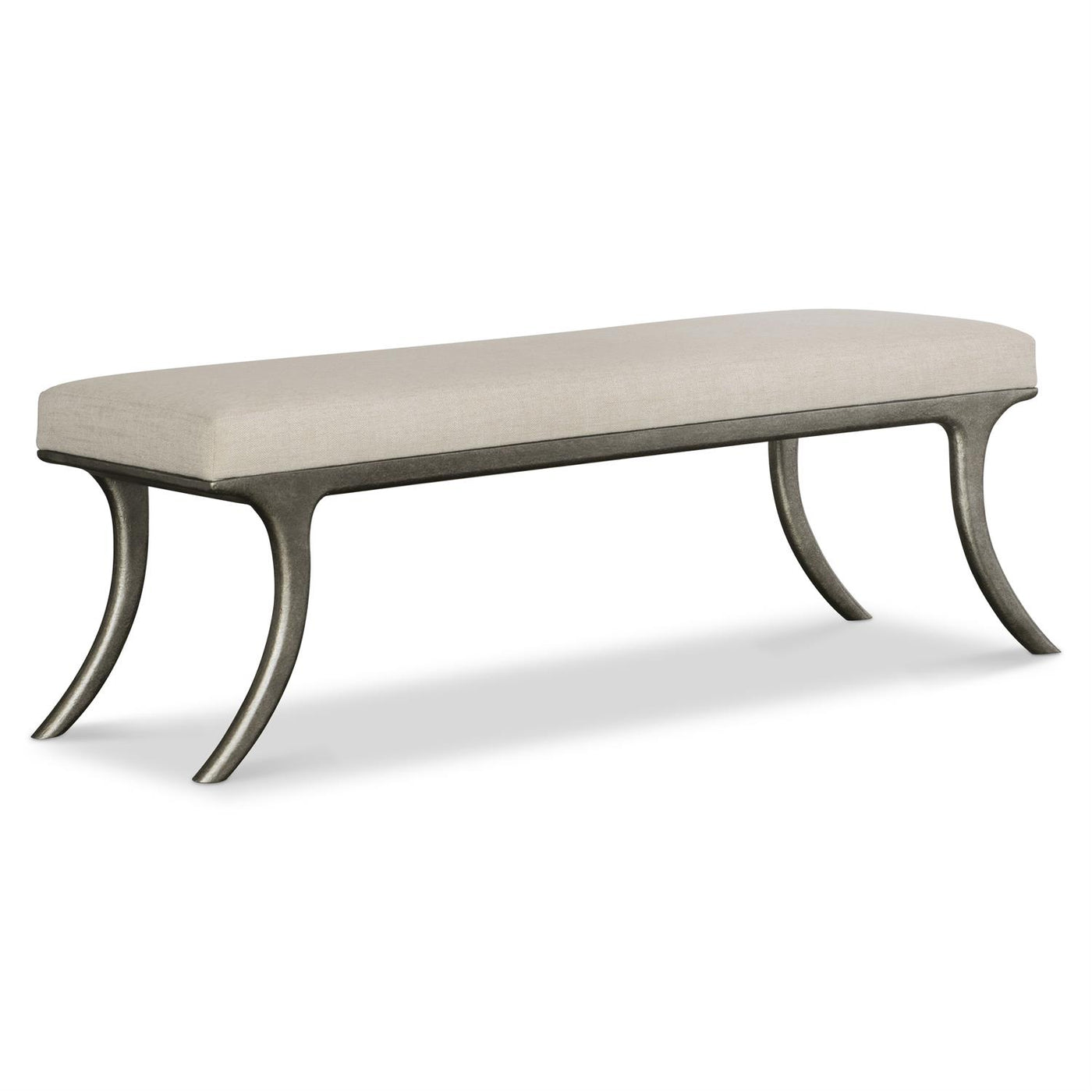 BENCH UPHOLSTERED WITH METAL CURVED LEGS