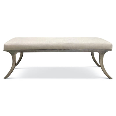 BENCH UPHOLSTERED WITH METAL CURVED LEGS