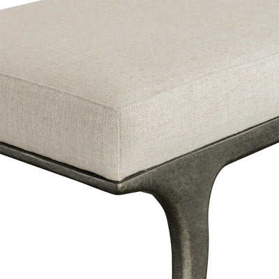 BENCH UPHOLSTERED WITH METAL CURVED LEGS