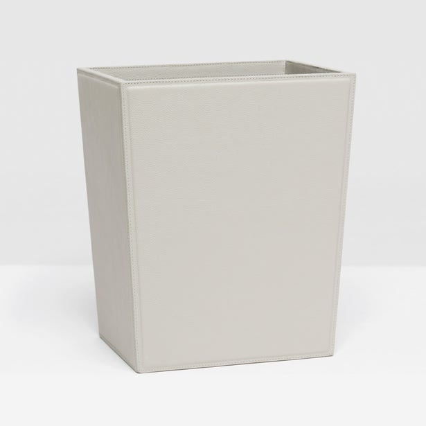 WASTE BASKET LIGHT GRAY LEATHER