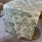 TABLE RUNNER TOILE GREEN&CREAM