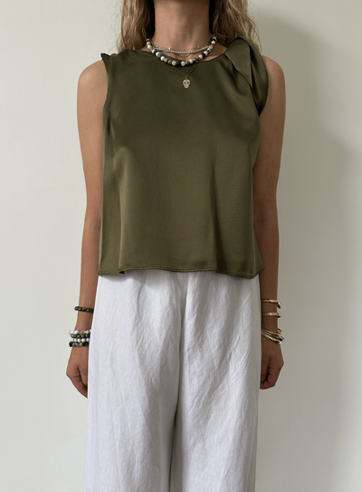 TOP FLEUR SILK OLIVE