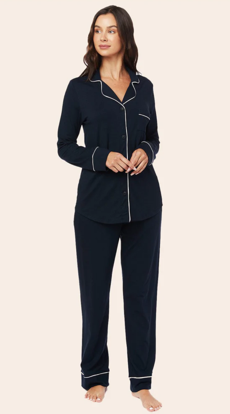 PAJAMA SET LONG SLEEVED CLASSIC PIMA MIDNIGHT (NRD)