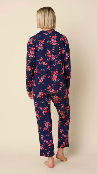 PAJAMA SET LONG SLEEVED ROSES NAVY
