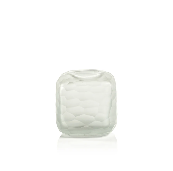 VASE HAMMERED FROSTED GLASS 4.75