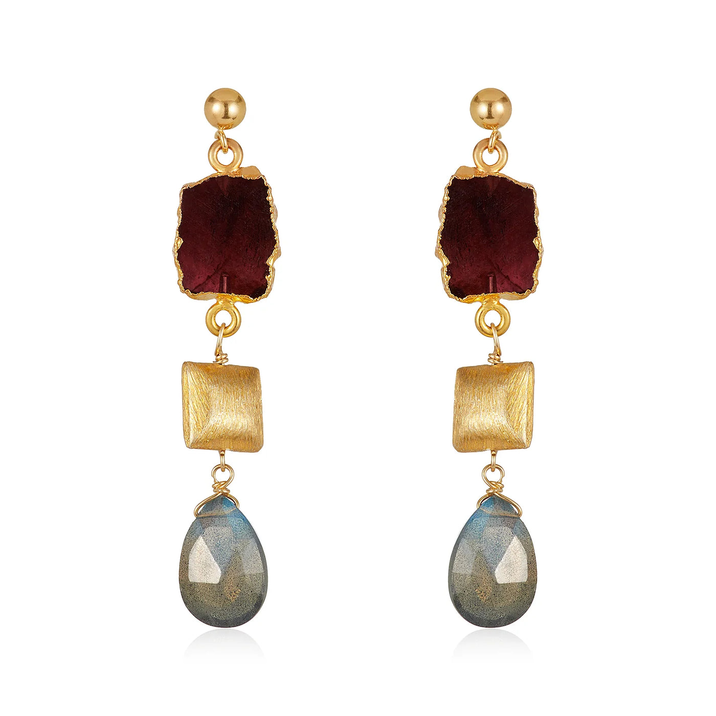 EARRINGS AMANDA GARNET/LABRADORITE DROP #78309