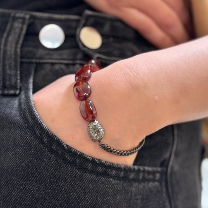 BRACELET DOUBLE EDGE GARNET
