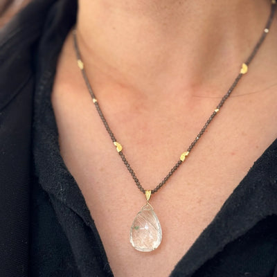 PENDANT SMOKEY QUARTZ HALF MOON #78322
