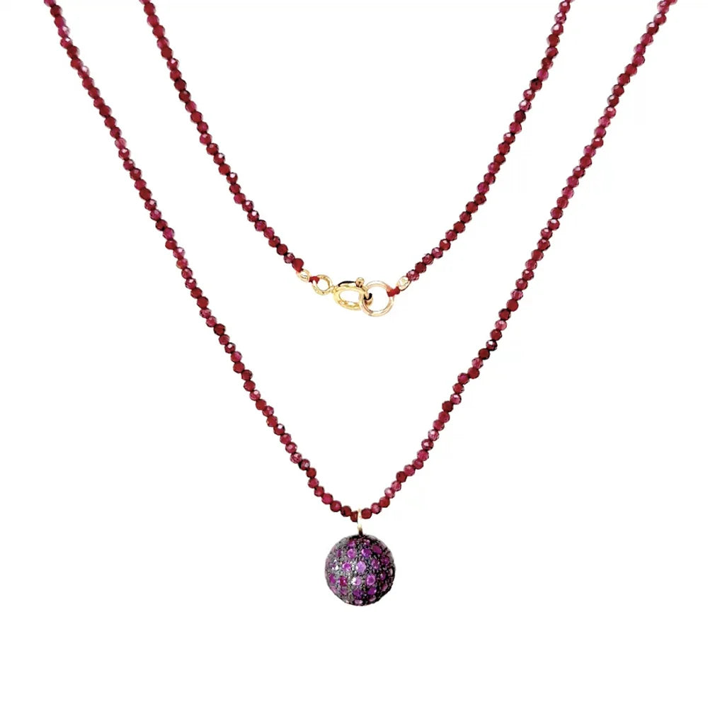 PENDANT PINK SAPPHIRE DISCO BALL LONG #78323