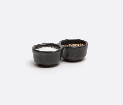 SALT & PEPPER HOLDERS BLACK GLAZE #78651