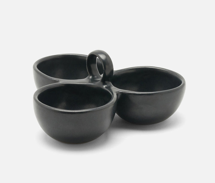 3-BOWL SNACK BLACK GLAZE #78653