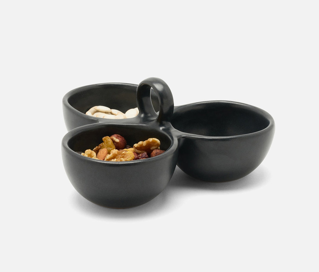 3-BOWL SNACK BLACK GLAZE #78653