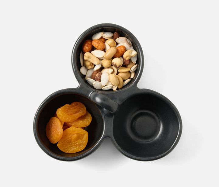 3-BOWL SNACK BLACK GLAZE #78653