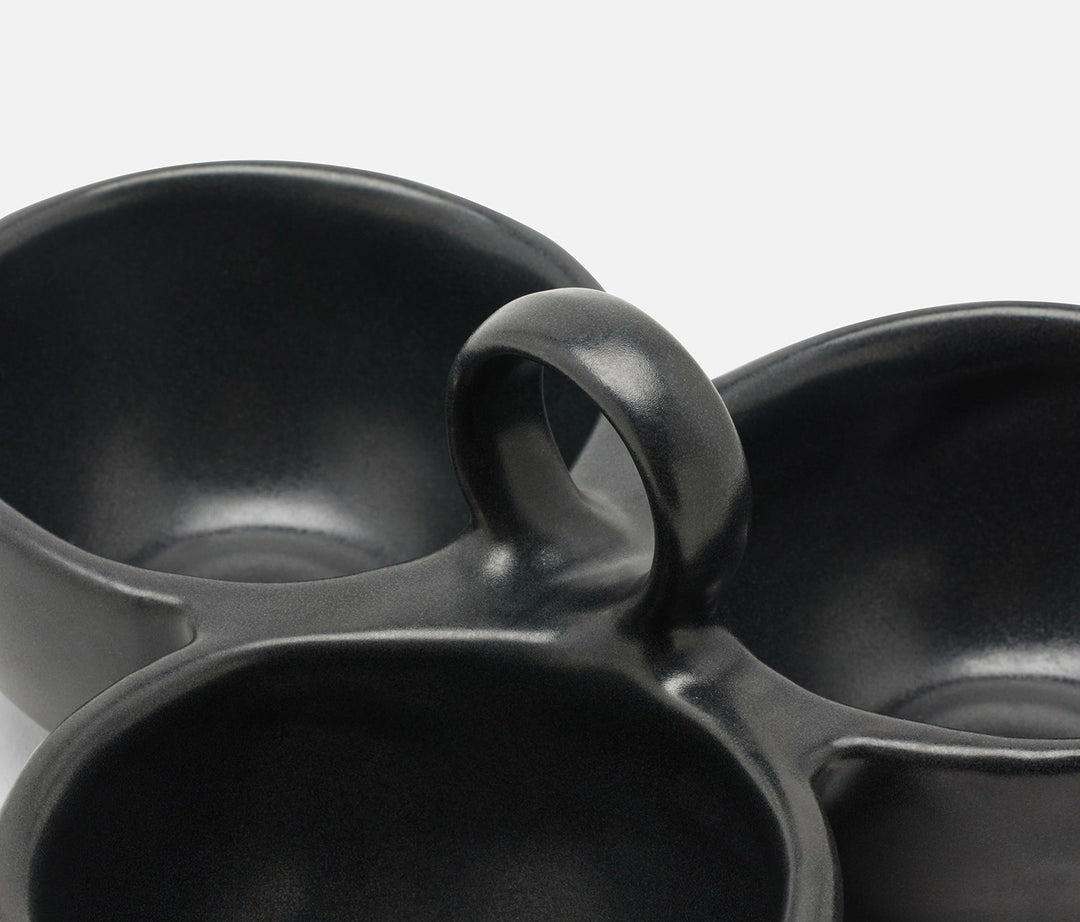 3-BOWL SNACK BLACK GLAZE #78653