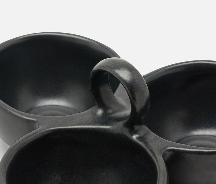 3-BOWL SNACK BLACK GLAZE #78653