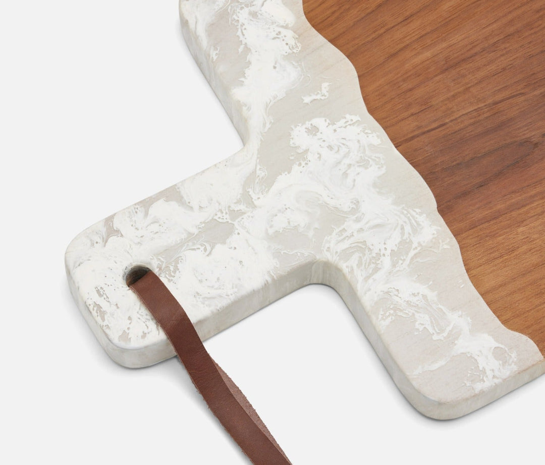 SERVING BOARD WHITE/NATURAL TEAK