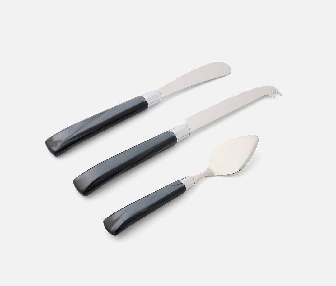 SET/3 CHEESE KNIFES BLACK/POLISHED SILVER #78662