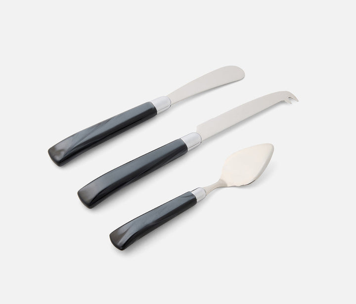SET/3 CHEESE KNIFES BLACK/POLISHED SILVER #78662