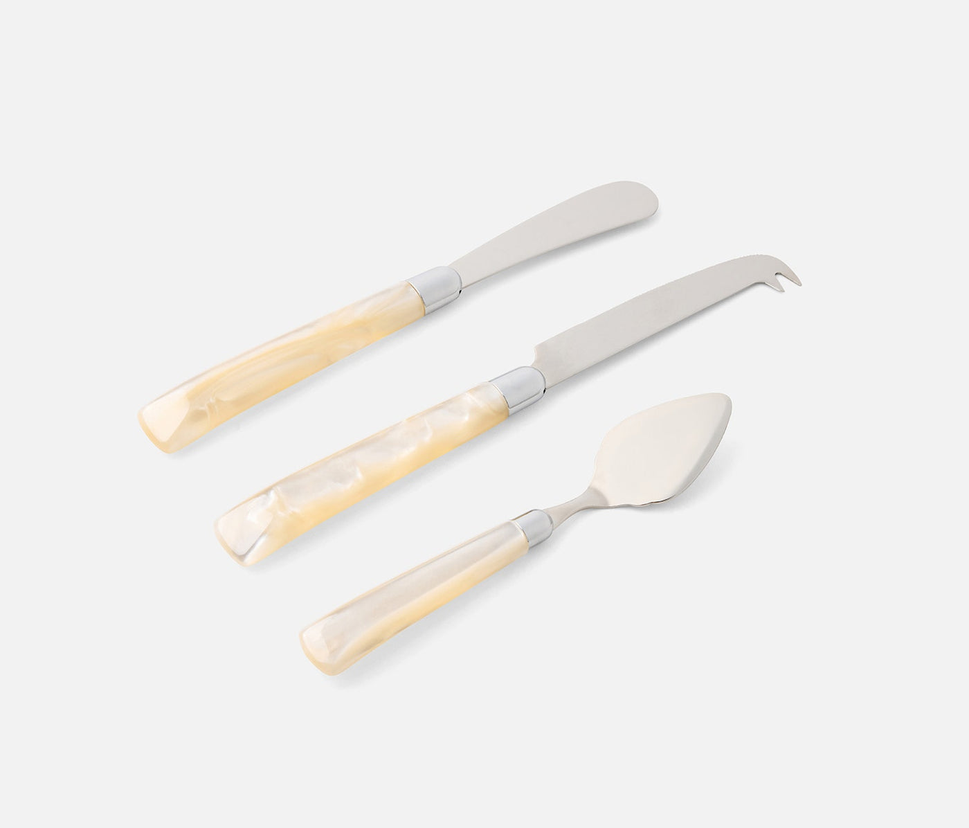 SET/3 CHEESE KNIFES IVORY/POLISHED SILVER #78663