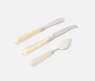 SET/3 CHEESE KNIFES IVORY/POLISHED SILVER #78663
