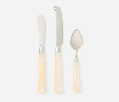 SET/3 CHEESE KNIFES IVORY/POLISHED SILVER #78663