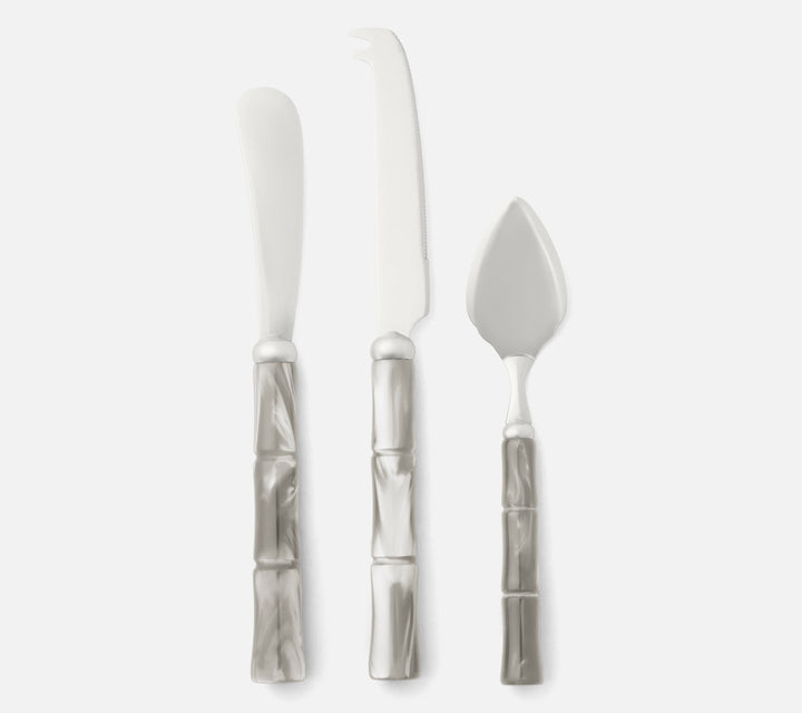 SET/3 CHEESE KNIFES CLEAR GRAY BAMBOO #78664
